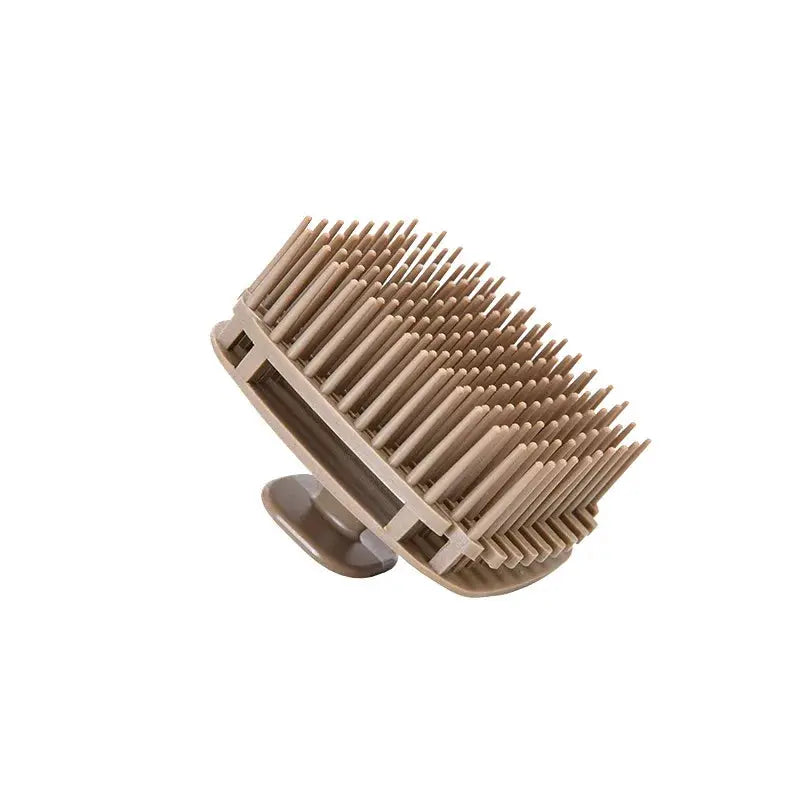 1-piece silicone shampoo brush head, beige bristles for scalp massage during hair washing
