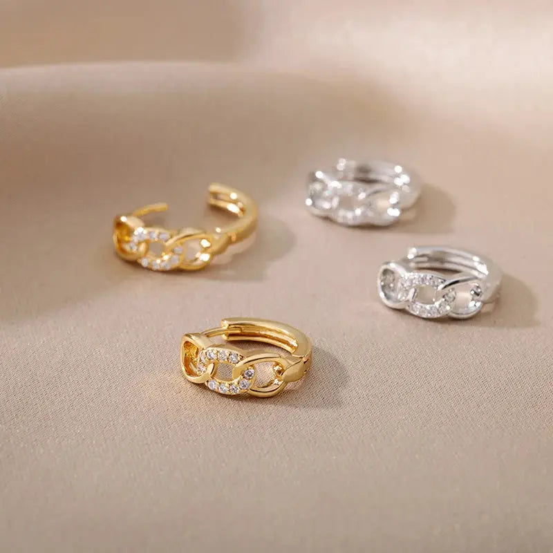 Zircon Star Hoop Earrings For Women Stainless Steel Gold Color Huggie Earrings Trendy Wedding Jewelry