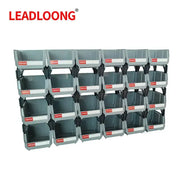LEADLOONG gray stackable plastic parts bin set, 24-bin garage tool storage organizer by Simples Market