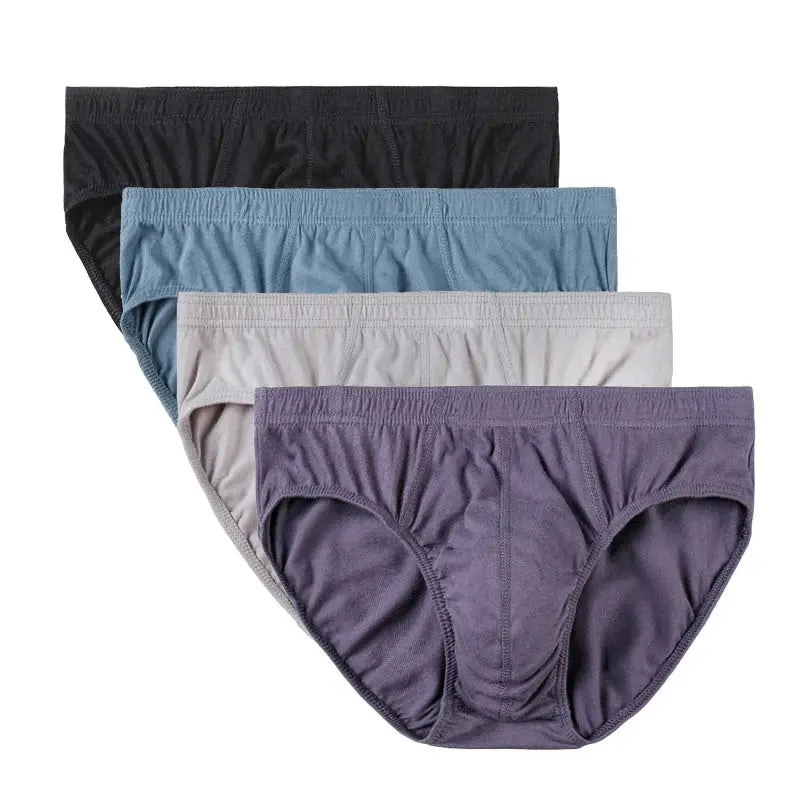 Simples Market 4Pcs men's 100% cotton breathable briefs set in black blue gray and purple