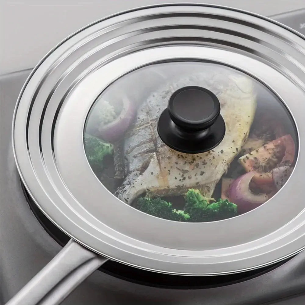 Stainless Steel Universal Lid For Pots Pans And Skillets Fits 8.66 To 11 Inches With Knob