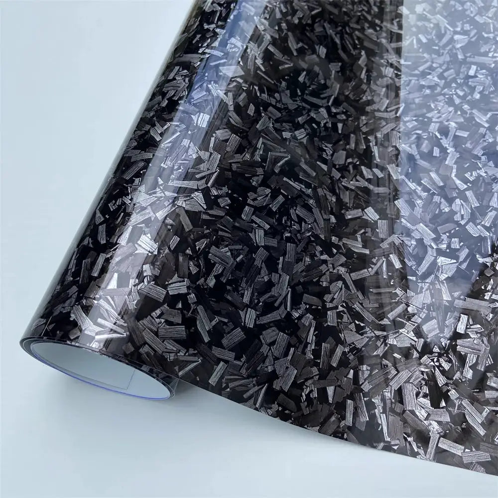 Glossy Laser Forged Carbon Fiber Vinyl Wrap Self Adhesive Car Film For Automotive Styling Interior Exterior Waterproof