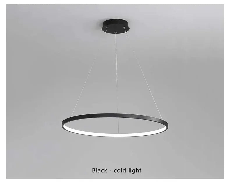 Simples Market modern round LED pendant light, black ring with white glow