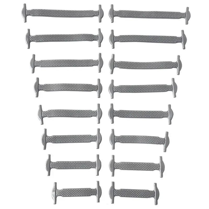 Simples Market 16-pack elastic silicone no-tie shoelaces for sneakers, gray, unisex
