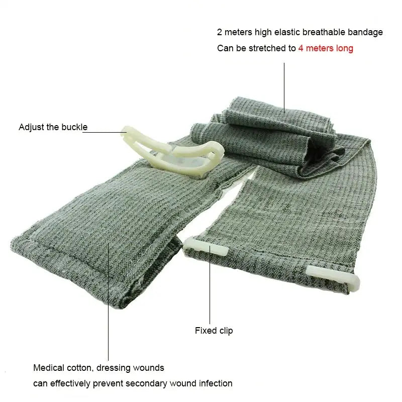 IFAK Medical Trauma Kit by Simples Market; two gray fabric straps with plastic clips and an adjustable buckle