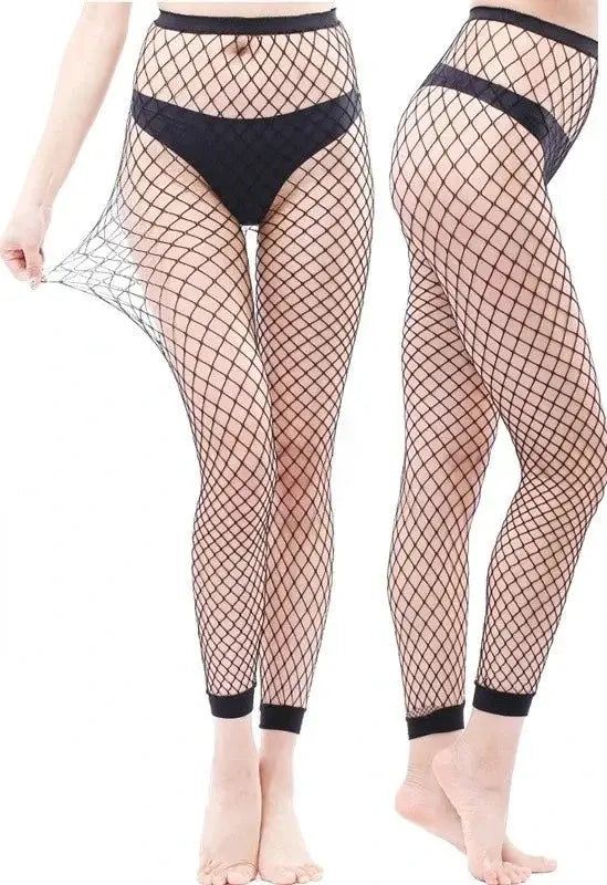 VogueWear See Through Nylon Fishnet Ankle Tights For Women With Striped Base Layer Pantyhose For Parties