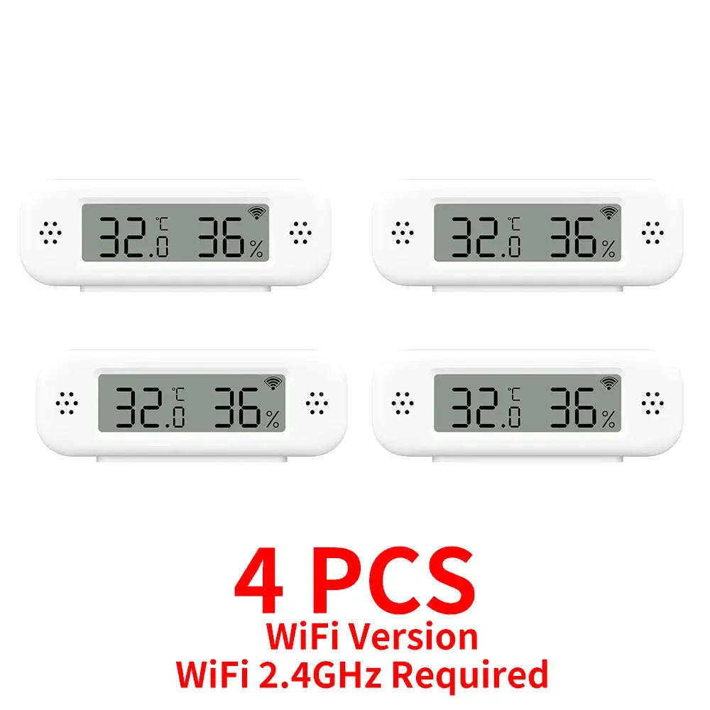 Tuya WiFi mini thermometer hygrometer, white, 4 pcs, Simples Market, compatible with Google Home Yandex Alexa