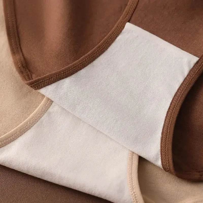 Simples Market 4-piece set of women's high-waist cotton briefs; tummy-control, breathable underwear in beige/tan tones