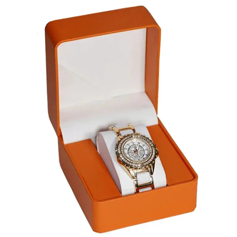 LuxGuard Black PU Leather Clamshell Watch Gift Box With Pillow For Men Display Case