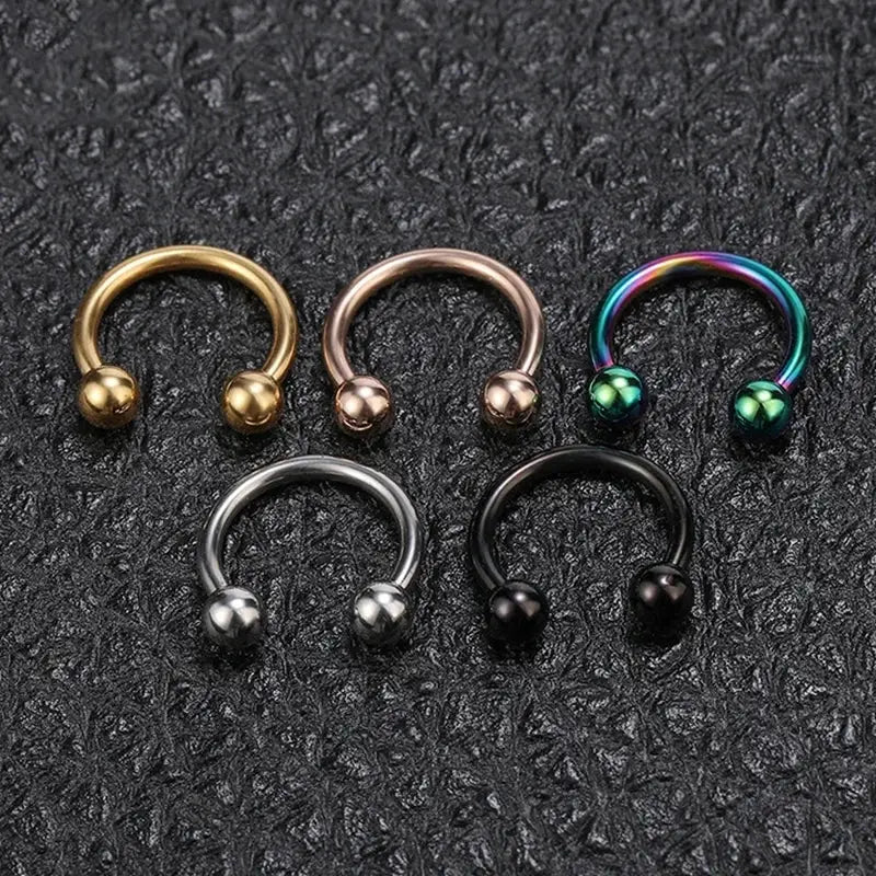 Stainless Steel Horseshoe Fake Nose Ring C Clip Septum Lip Hoop 1Pc For Women Men Jewelry