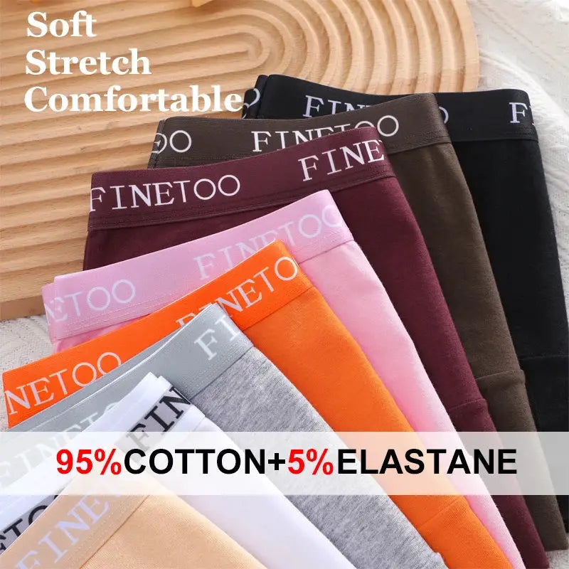 FINETOO cotton women's briefs set in 12 assorted colors; low-rise, 95% cotton + 5% elastane