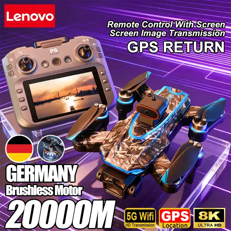 Lenovo D13 GPS Drone 8K Triple Camera Remote Control With Optical Flow Obstacle Avoidance Brushless Motors Screen