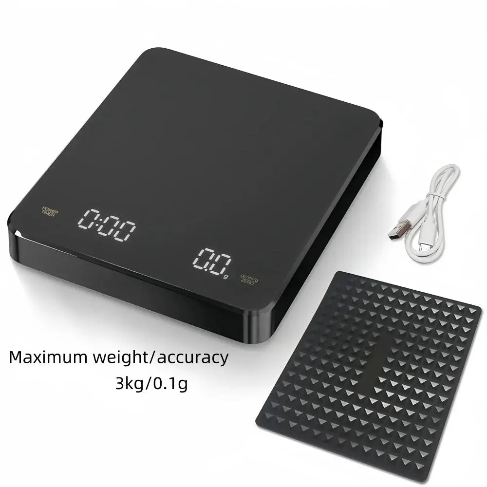 BrewMaster Pro Coffee Scale Waterproof Pad With LED Display USB Timing For Precise Home Brewing 3 Kg To 5 Kg
