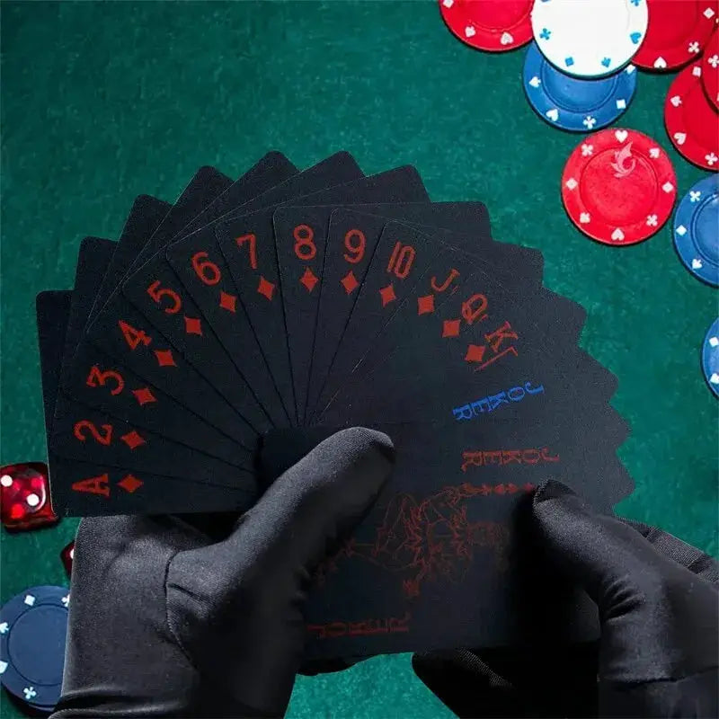 Waterproof Pure Black Plastic Poker Cards PVC Wear Resistant Durable Deck For Casual Board Games