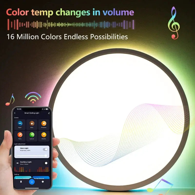 TUYA Smart Ceiling Light by Simples Market, ultra-thin 0.98 inch round RGB dimmable with app and voice control