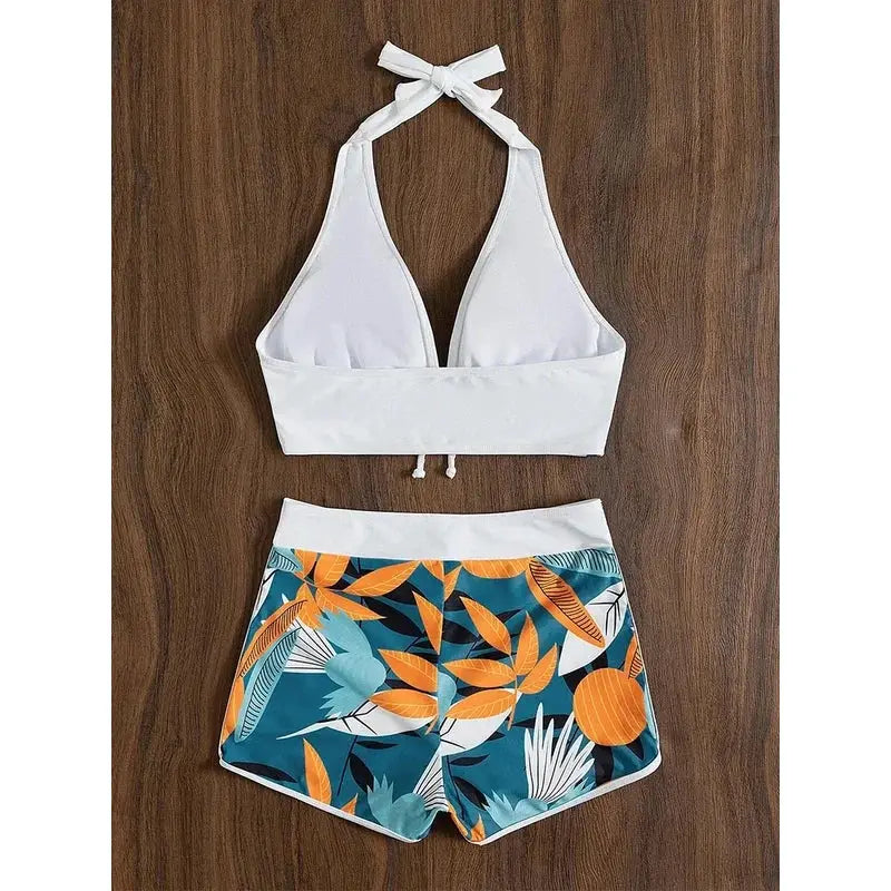 2023 Halter Bikini Set For Women High Waist Swimwear Printed Bathing Suit Beachwear Swimsuit