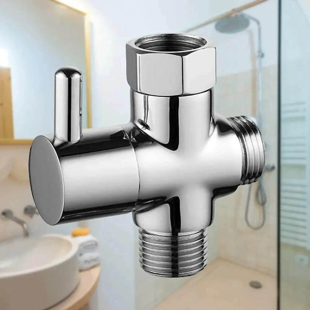 3-way diverter valve chrome brass T-adapter for shower, 1/2in