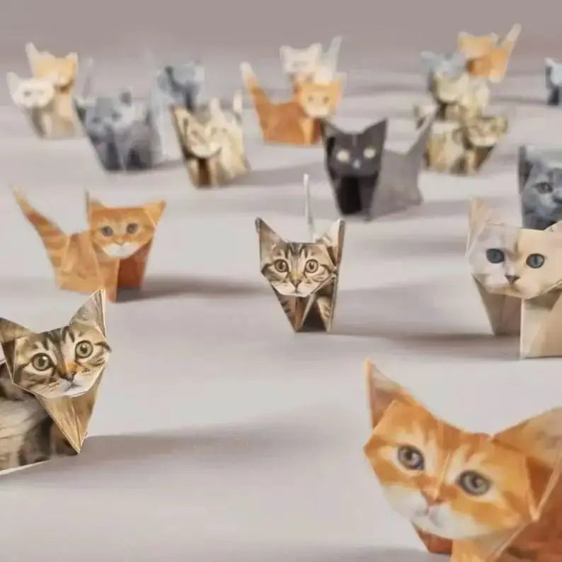 DIY Origami Paper Animals Kit 50 Pieces Cats Dogs Dinosaurs Fold Your Own 3D Desk Decor Toy For Kids And Adults
