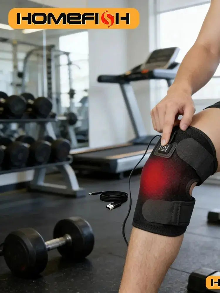 Electric knee heating pad by Simples Market, USB-powered adjustable thermal wrap for knee support