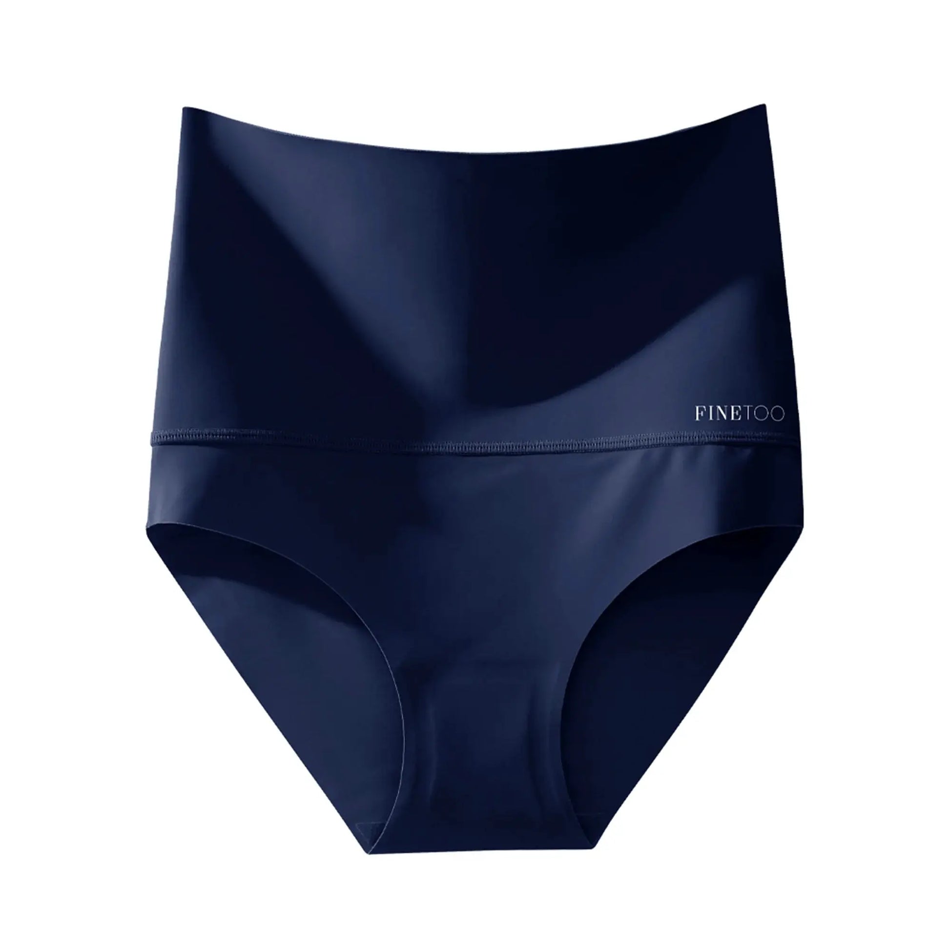 Seamless high-waist shapewear briefs in navy blue with elastic butt lifter, ice silk breathable fabric by Simples Market