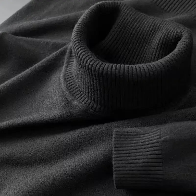 Mens Knitted Sweater Solid Color Turtleneck Pullover Breathable Warm Outdoor Streetwear For Autumn And Business Tops