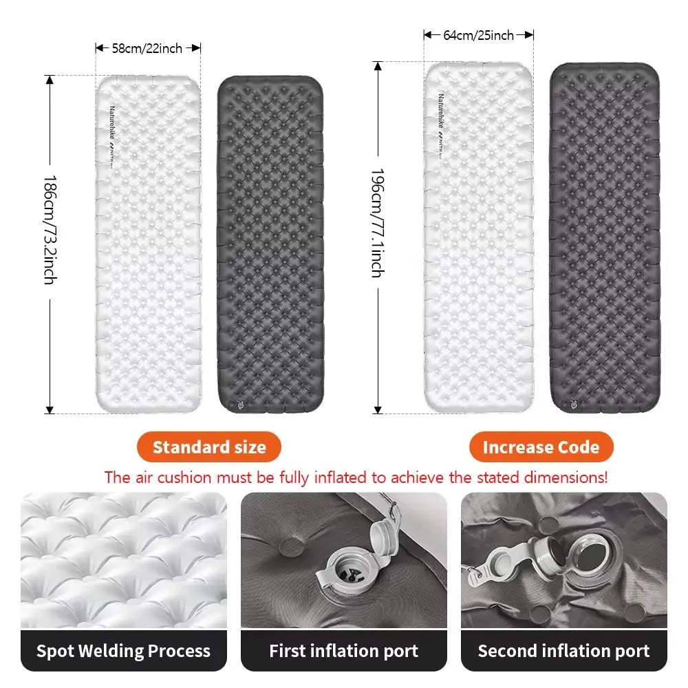 Naturehike 2024 Ultralight Camping Air Mattress 6.5 Inch Thick R Value Winter Warmth 10cm Air Bed Portable