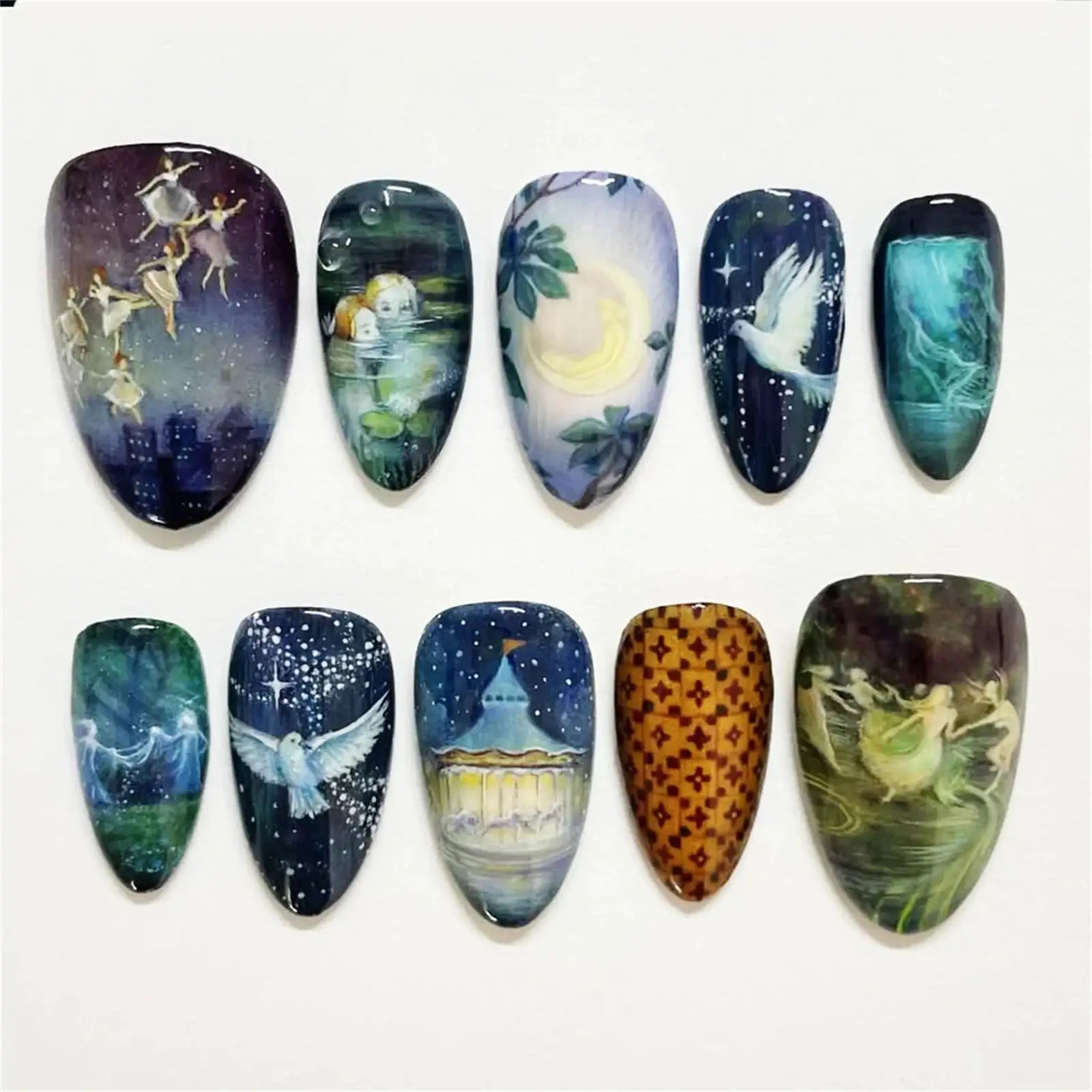 Spicy Girl Flower Print Press On Nails 24Pcs Wine Red Blush Almond Wearable Reusable False Nail Tips For Summer