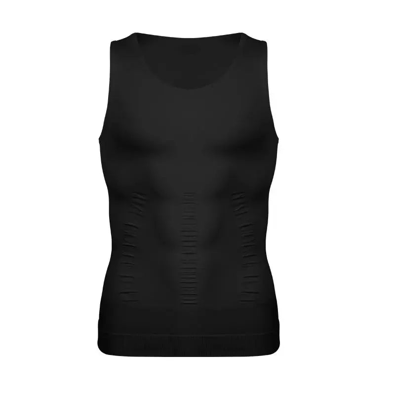Men's black compression vest shapewear by Simples Market, sleeveless tank with torso-contouring panels