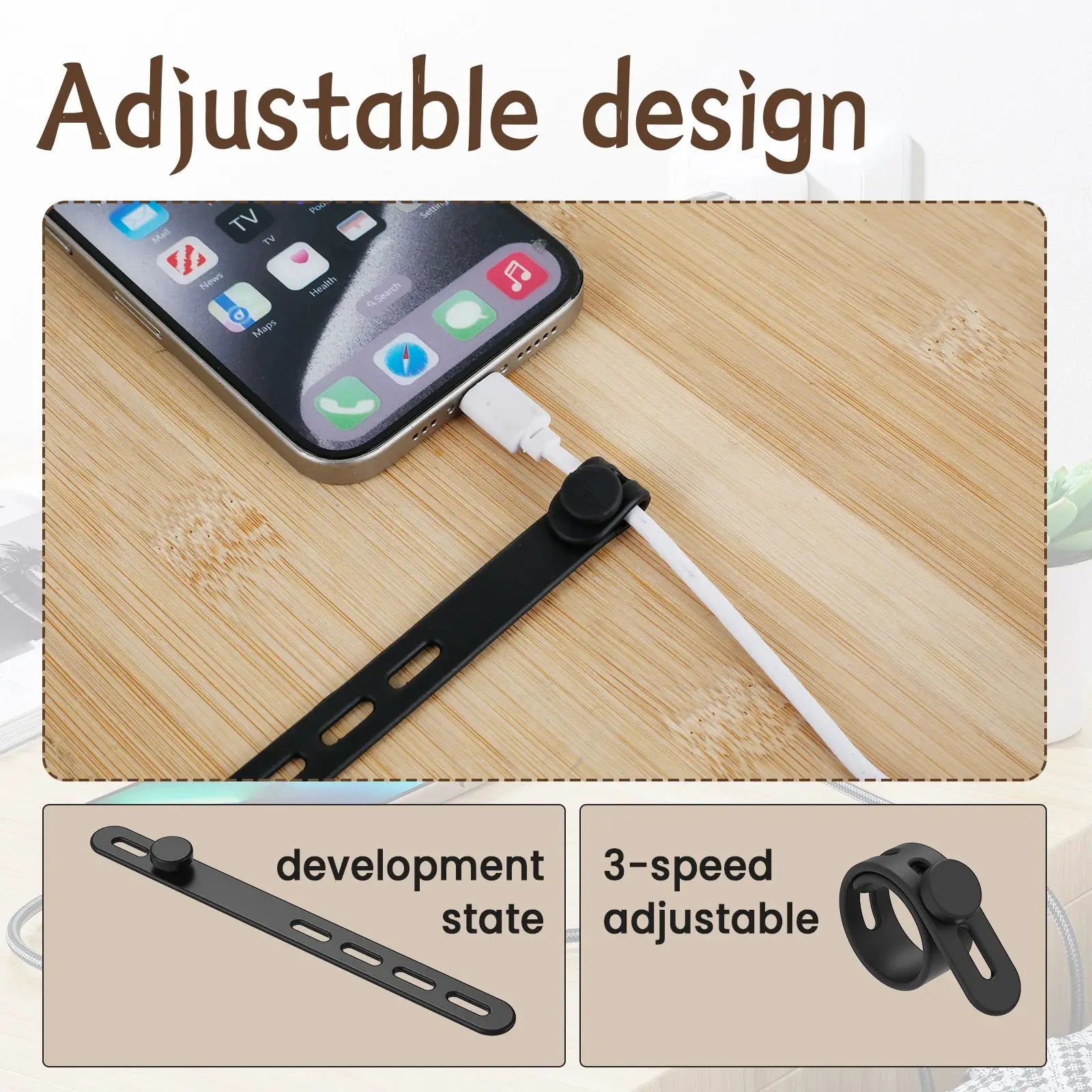 FlexiCord Silicone Cable Ties Set Adjustable Reusable Cord Organizer For Neat Tangle Free Cables
