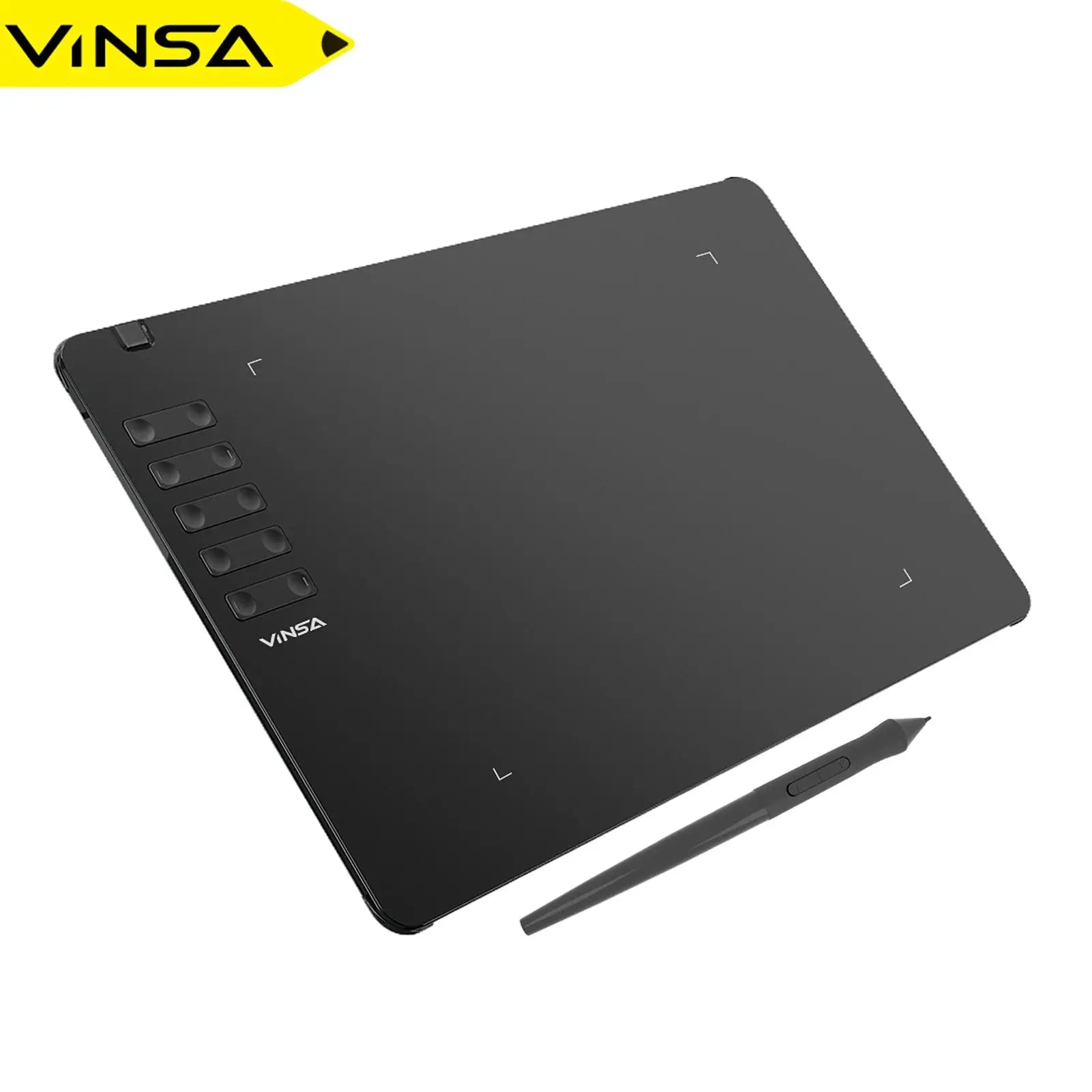 VINSA T1161 graphics drawing tablet with battery-free stylus, 8192 pressure levels, 8 nibs