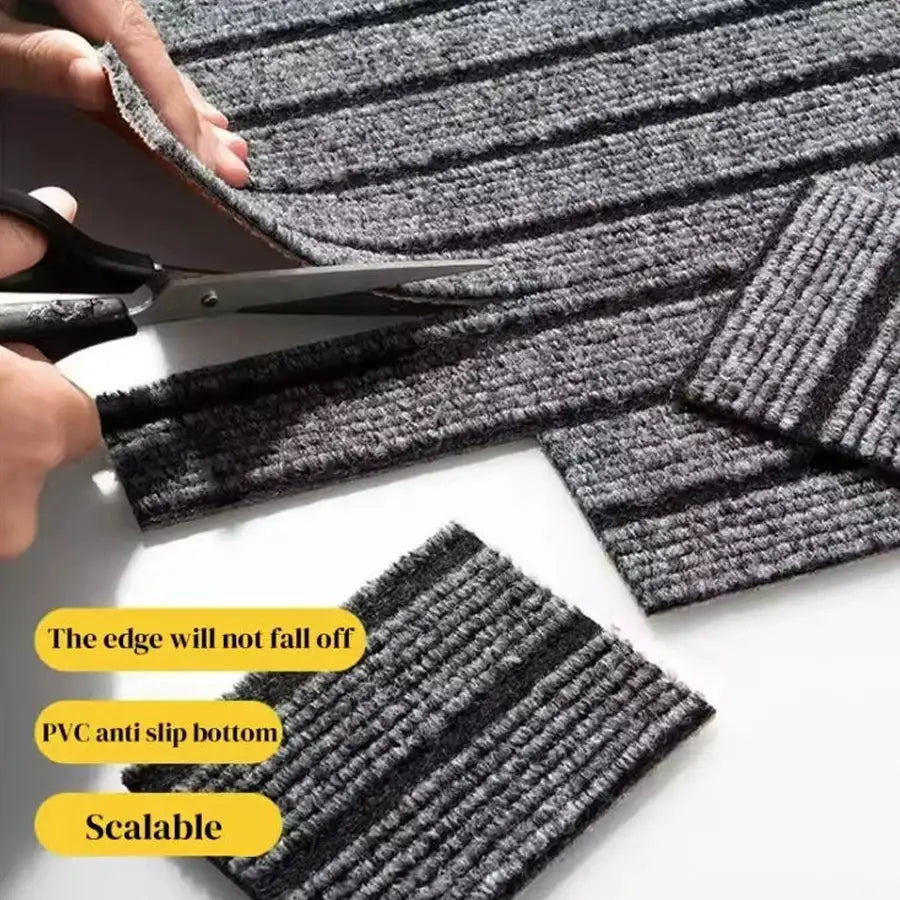 Simples Market polyester striped gray kitchen floor mat with PVC anti-slip bottom