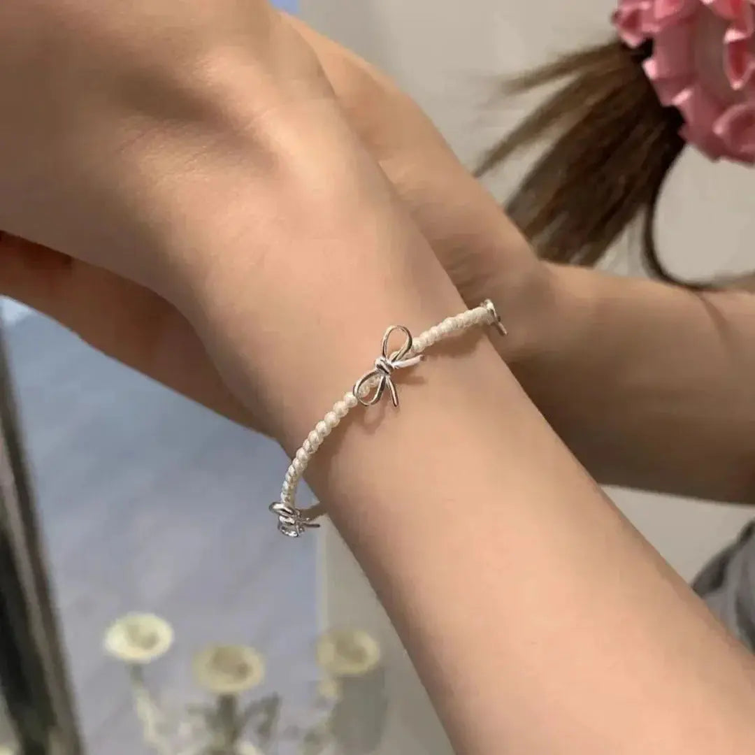 Lats Fashion Sweet Bow Bracelet For Women And Girls Sparkling Delicate Ribbon Bowknot Snake Chain Party Jewelry Gift