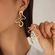 IngeSight.Z Minimalist Irregular Hollow Geometry Metal Stud Earrings Gold Color For Women Punk Statement Jewelry