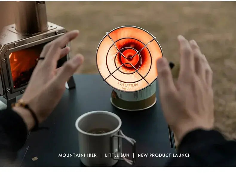 MOUNTAINHIKER Portable Mini Sun Gas Heating Stove with copper ring and metal base for outdoor camping
