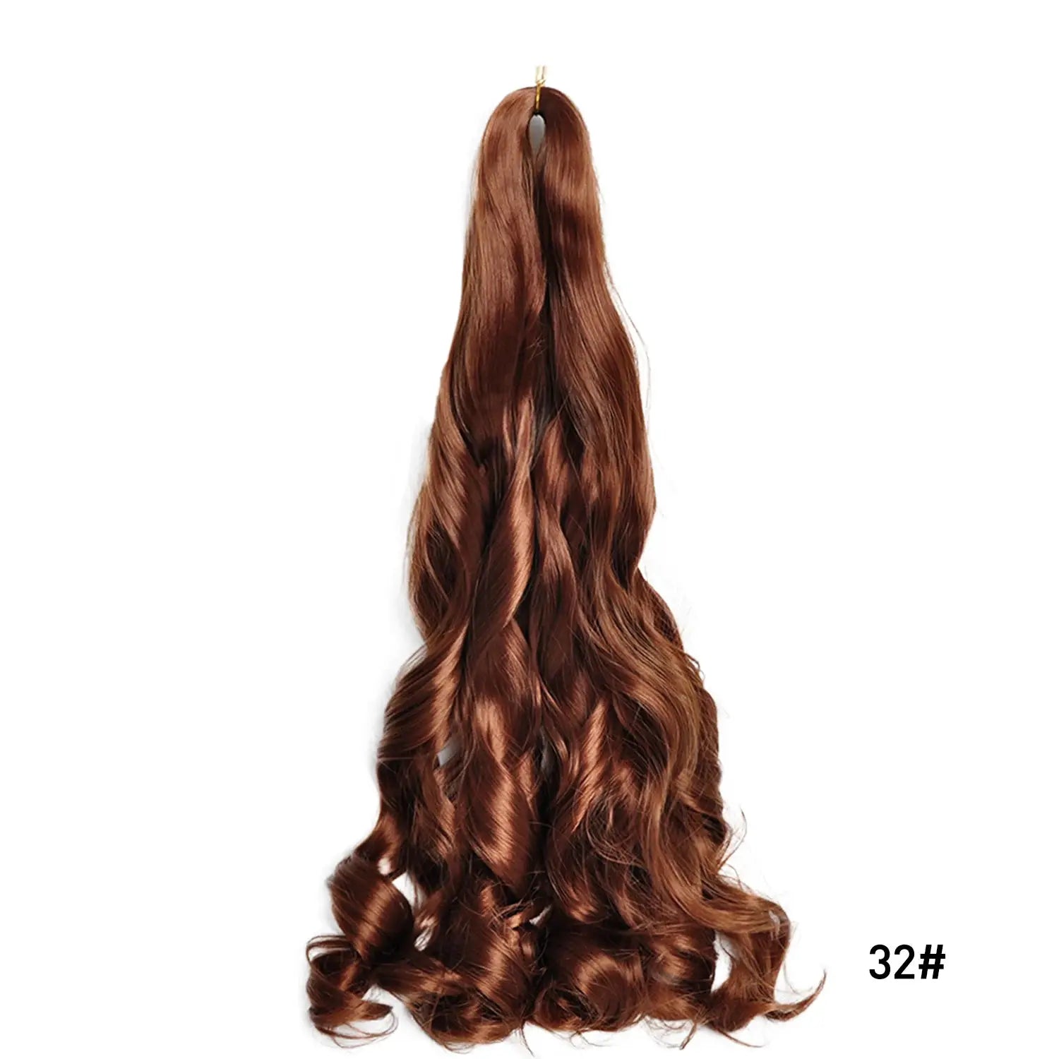 French Curls braiding hair extensions in copper brown, 24-inch length with spiral curls