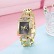 Luxury Brand Womens Square Quartz Watch With Metal Strap Elegant Minimalist Design For Women