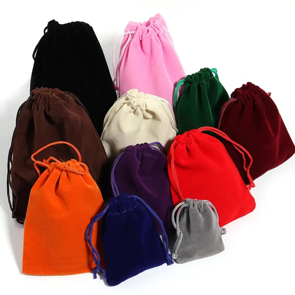 Color Velvet Drawstring Bags Multi Size Pack 5 To 10 Pieces Per Lot Jewelry Storage Display Gift Packaging