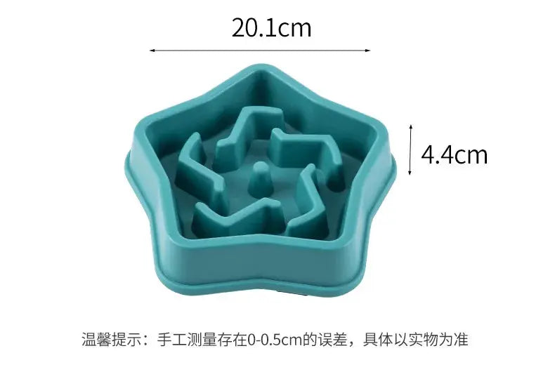Star-shaped pet slow-feeder bowl in teal silicone with anti-choking non-slip design