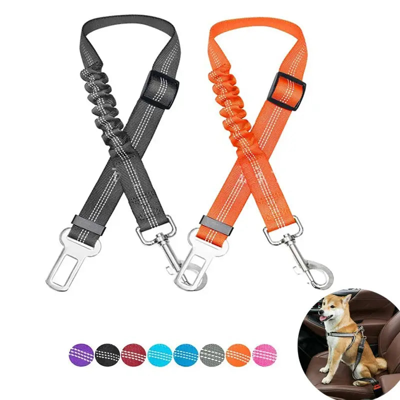 Adjustable Dog Car Seat Belt Harness With Nylon Reflective Cushioning For Safe Car Travel