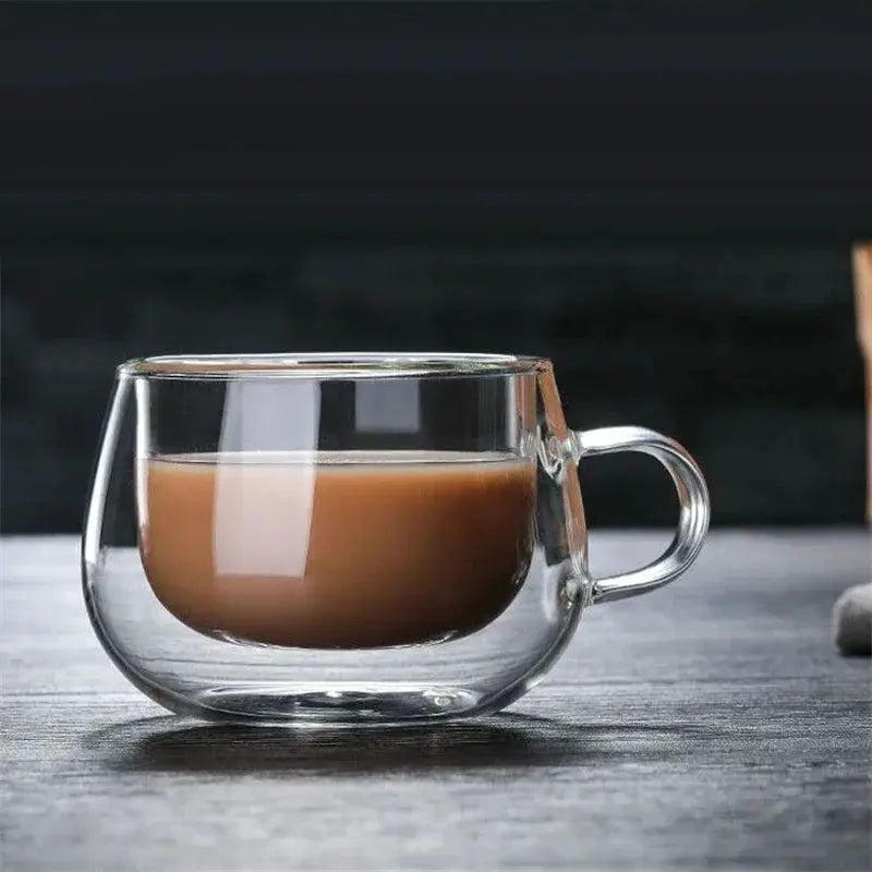 150-350ml Double Wall Borosilicate Glass Mug With Handle Coffee Cup