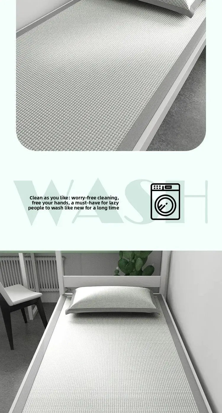 Ice Silk Sleeping Mat by Simples Market, 1-Piece dorm bed with gray cooling jacquard nonwoven cover