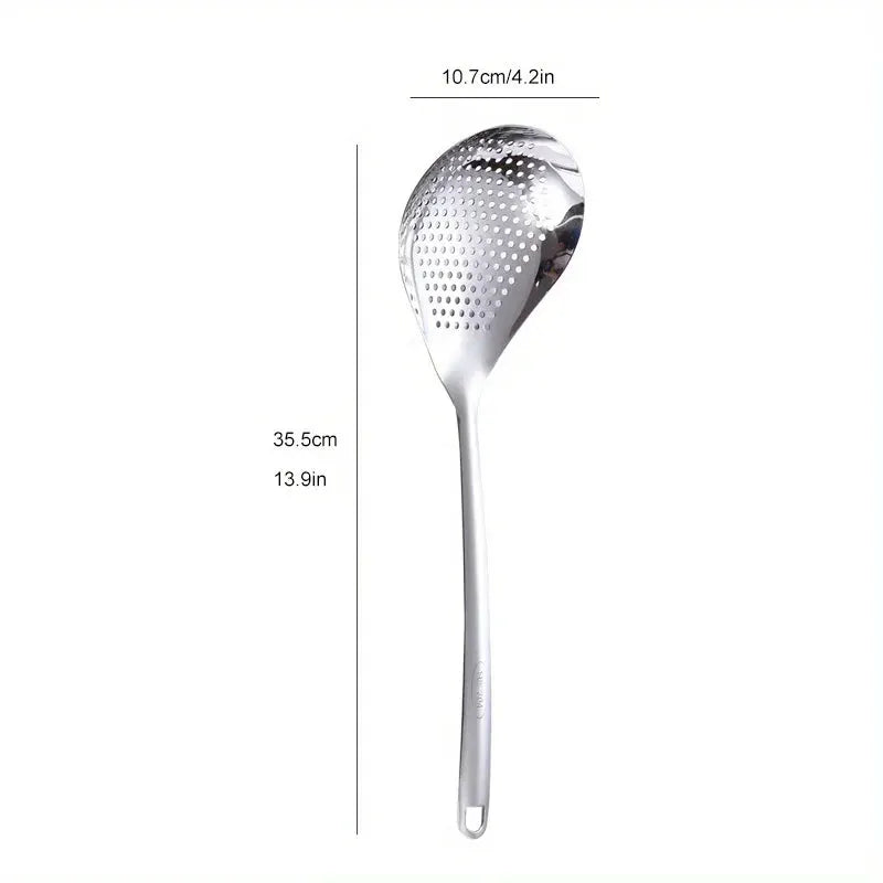 ChefMaster Large Durable Stainless Steel Colander Skimmer Spoon For Heavy Duty Frying And Cooking