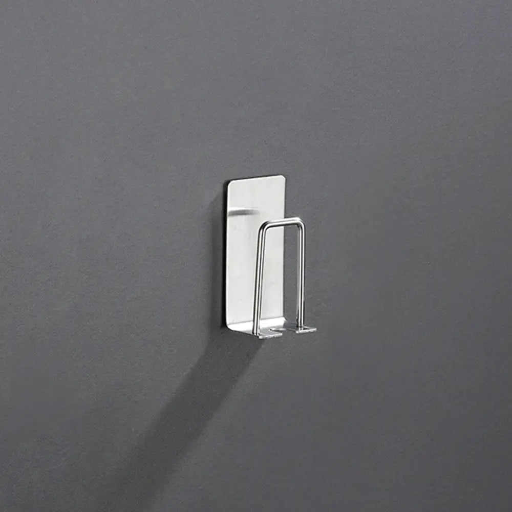 Stainless Steel Wall Mounted Toothbrush And Wash Cup Holder Perforation Free Bathroom Shelf Storage Rack Two In One