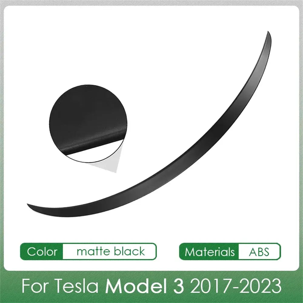 Rear spoiler wing matte black ABS by Simples Market for Tesla Model 3 2017-2023