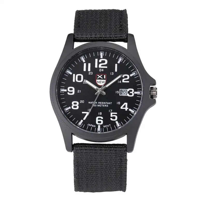 XINEW Mens Nylon Band Quartz Sports Watch With Date Display Casual Everyday Timepiece