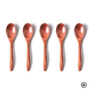 Six Pieces Wooden Teaspoons Set Long Coffee Spoons Small Teaspoons Wood Honey Dessert Spoons Tableware