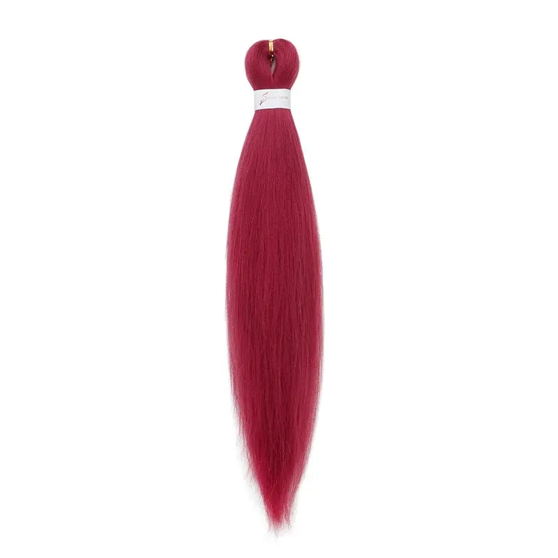 WIGSIN 20in synthetic pre-stretched yaki EZ box braiding hair for women, magenta red