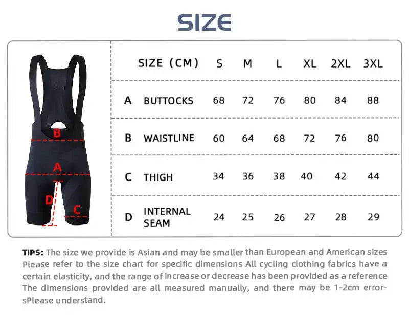 Cycling bib shorts for men by Simples Market, YKYWBIKE, sponge-padded, black with size chart (S–3XL)