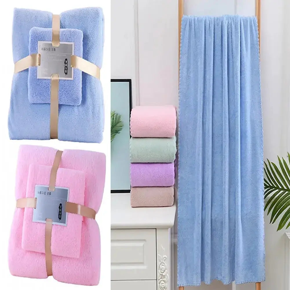 SoftWeave Luxury Bath Towel Set 2 Pack Ultra Soft Quick Dry Towels 100 Percent Polyester For Gentle Skin Everyday Use