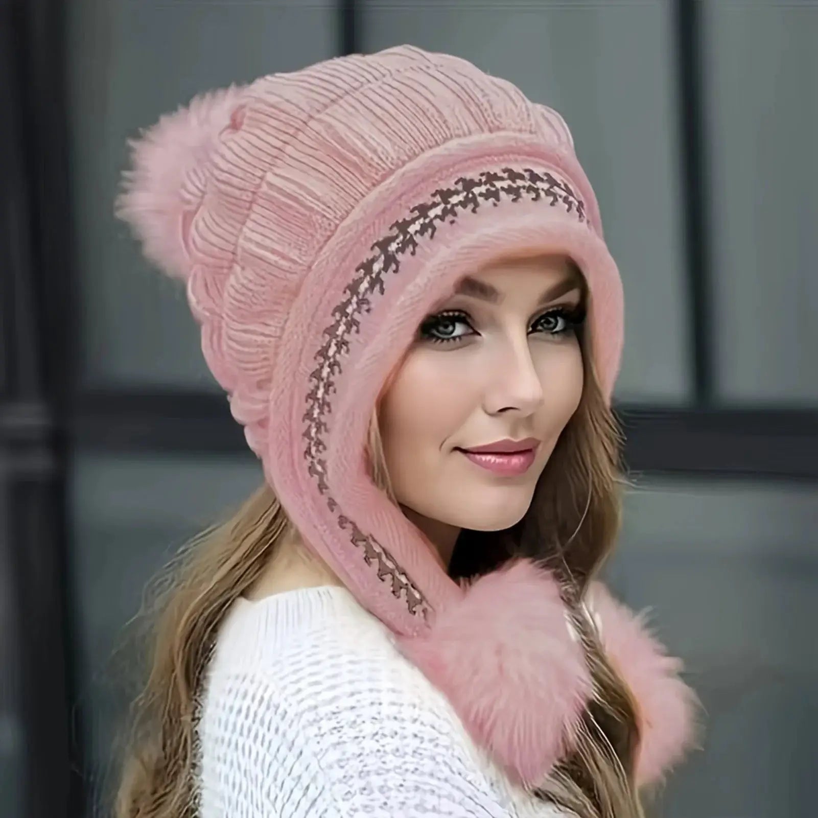 ArcticGlow Womens Winter Fur Hat With Fleece Lining And Earflaps Soft Slouchy Beanie For Cold Weather